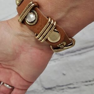 Leather Studded Bracelet 7"